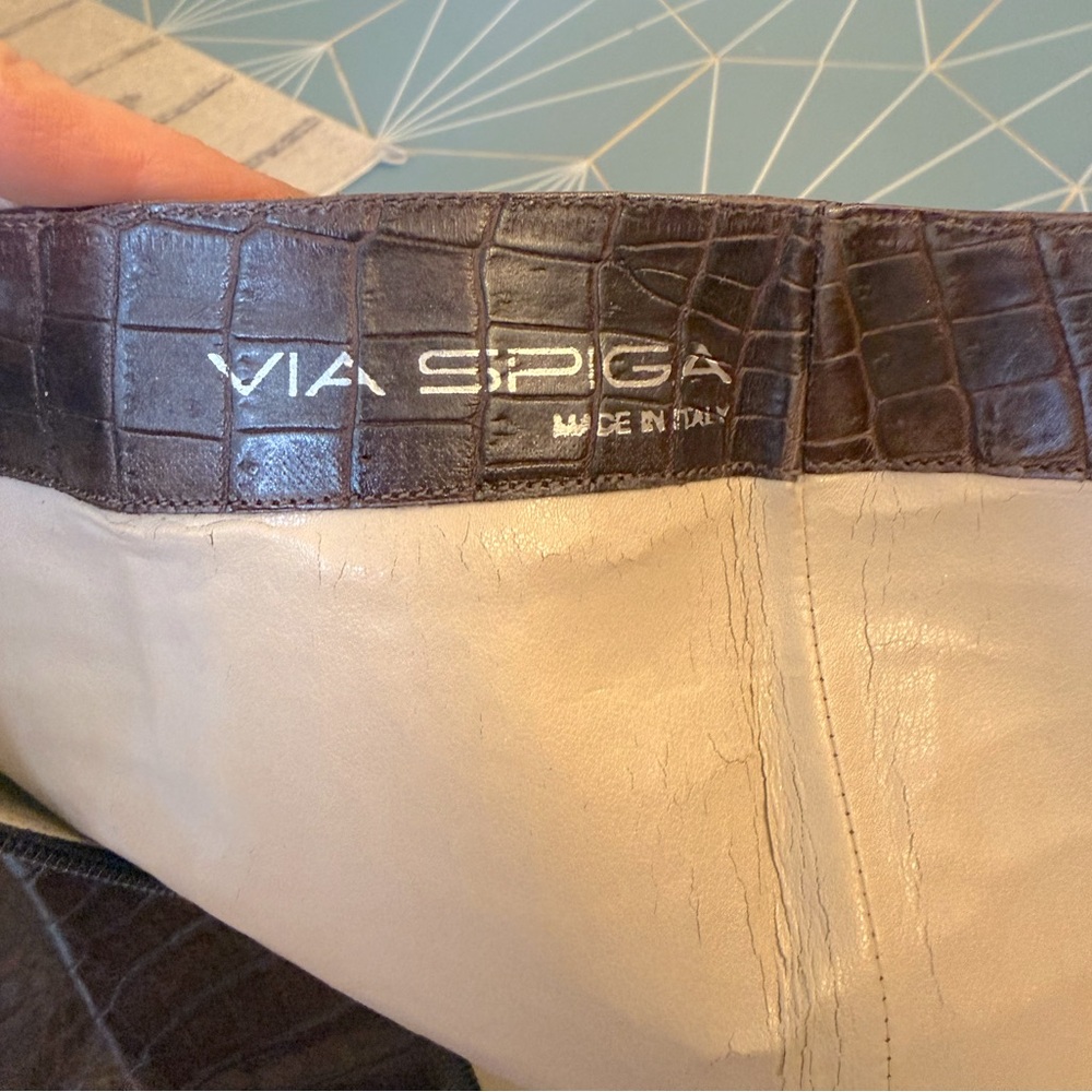 Via Spiga Brown Leather (Faux Croc) Boots - Picture 2 of 6
